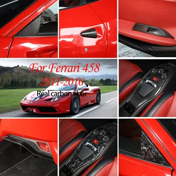 Для Ferrari 458 2011-16, Автомобильная панель передач из настоящего углеродного волокна, Стеклянный Подъемник, Дверная ручка, Декоративная наклейка, автомобильные аксессуары